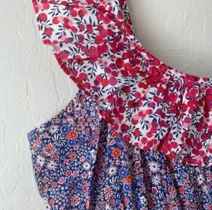 J.Crew Liberty Floral Cherry Printed Ruffle Tier Summer Dress Size S thumbnail 11
