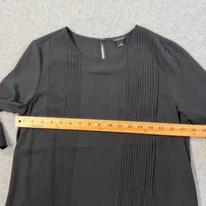 Ann Taylor Women's Small Black Pleated Front 3/4 Sleeve Blouse Top thumbnail 6