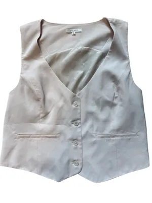 Z-Supply Eleanor Cream Twill Vest sz L thumbnail 1