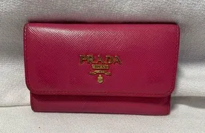 Prada Pink Saffiano leather key case thumbnail 1