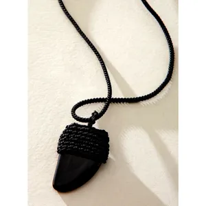 Free People Eleanor Pendant Necklace Black Onyx One Size thumbnail 2