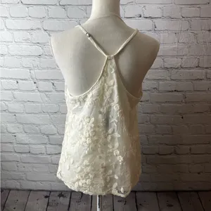 NWT Anthropologie E by Eloise Elegant Cream Floral Lace Women's Top size medium thumbnail 7