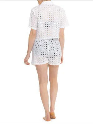 NWT True Destinations Eyelet Cover-Up Shirt and Shorts Set sz L thumbnail 10