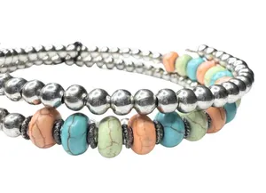 Paparazzi Multi-Layer Beaded Stackable Infinity Wrap Bracelet Silver Earthy New thumbnail 2