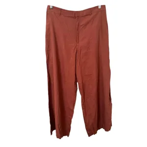 CLUB MONACO Wide Leg Linen Blend‎ Trouser Rust Brown Sz 12 thumbnail 2