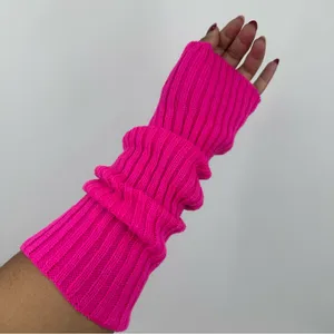 Vintage Y2K Neon Pink Arm Knit Warmers Festival Rave Early 2000s thumbnail 2