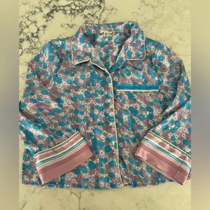 Free People Pillow Talk Satin Pajamas Top in Cool Lavender Size Small EUC thumbnail 6