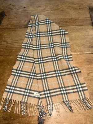 Burberry Nova Check Scarf Camel Plaid Merino Wool Cashmere Blend Made inScotland thumbnail 3
