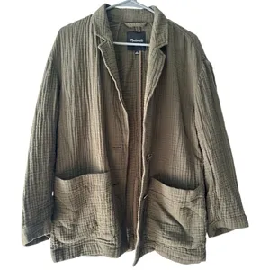 Madewell Textured Cotton Chore Blazer Jacket, Olive Green – Women’s Size M thumbnail 6