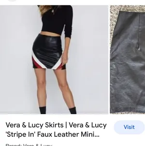 Vera & Lucy black lether skirt with red & white thumbnail 7