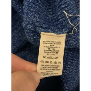 Free People Too Good Blue Knit Sweater Slouchy Boho Coastal XS OB910473 thumbnail 5