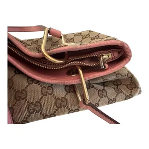 Gucci Vintage GG Canvas Tote Bag 120837 Pink Leather Gold Hardware Entrupy Auth thumbnail 11