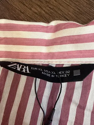 Zara Striped Pink & Cream Button-Up Women's Shirt Size XL NWT - C30-138 thumbnail 3