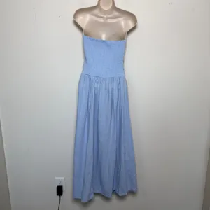 Universal‎ Thread Women Linen Corset Dress Large Blue Cottage Prairie Strapless thumbnail 5