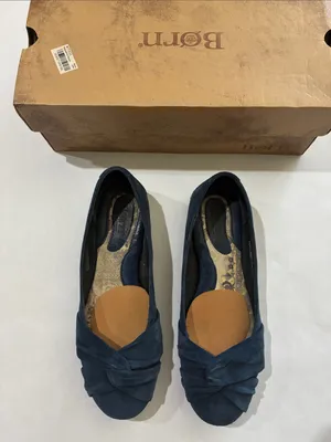Born Navy Suede Knotted Toe Ballet Flats Blue Size 7 thumbnail 1