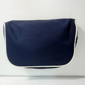 Vintage Christian Dior Parfums Cosmetic Make Up Bag Pouch Canvas Navy‎ Blue thumbnail 5