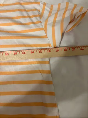 Talbots Petite MP Pima Cotton Orange White Striped Tee Top thumbnail 4