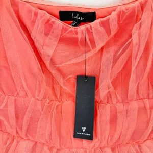 Lulus Tulle For Love Coral Pink Mesh Tulle Tiered Ruffled Maxi Dress Medium NWT thumbnail 8