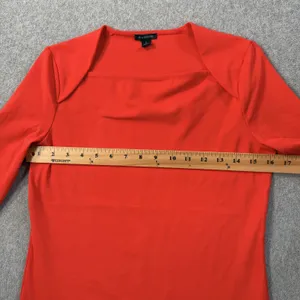 Ann Taylor Women's Small Red Square Neck 3/4 Sleeve Top Blouse Half Sleeve thumbnail 6
