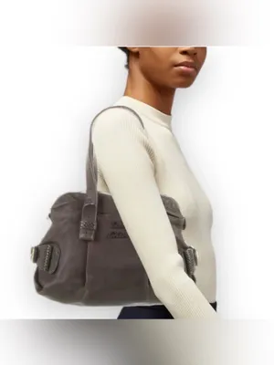 See by Chloé Gray Brown Leather Shoulder Bag Snakeskin Trim thumbnail 4