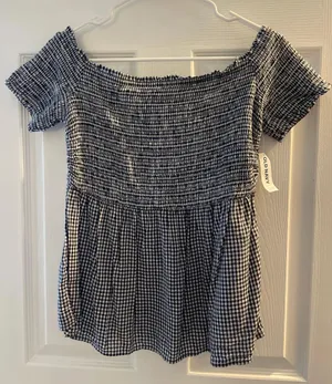 Old Navy Navy Smocked Top thumbnail 1