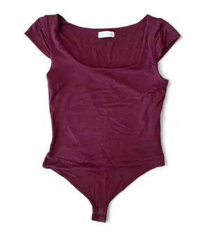 Vestique Burgundy Bodysuit Scoop Neck M thumbnail 2