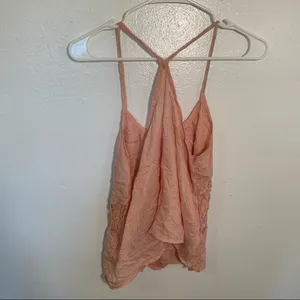 Kimchi Blue Womens Racerback Tank Top Light Pink Crochet Lace Floral Scallop Hem thumbnail 6