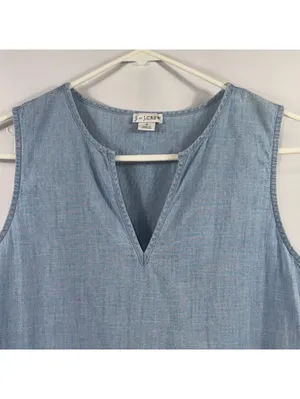 J. by J.Crew Women’s Small Chambray Blue Sleeveless Scallop Hem Top thumbnail 2