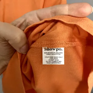 NEW Showpo Patchico Orange Linen Blend Look Split Bust Bodycon Mini Dress 6 thumbnail 4