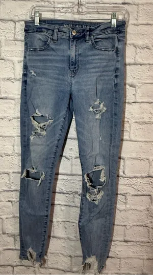 American Eagle Outfitters Women’s Distressed High Rise Jegging, 8 thumbnail 1