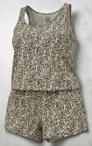Joyspun 3X Pajama Set Cheetah Leopard Print Tank Shorts Dreamy Soft Sleepwear thumbnail 2