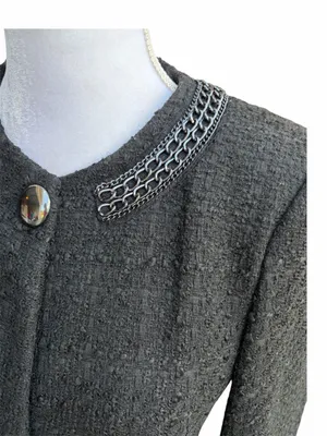 ZARA tweed overcoat Medium black thumbnail 2