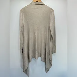 Beige Metallic Open Front Asymmetric Hem Cardigan Wrap Topper Chico’s 1/M thumbnail 9