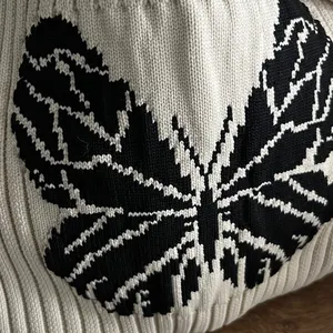 Boutique Cream Ribbed Knit Butterfly Shoulder Bag Soft Girl Aesthetic thumbnail 2