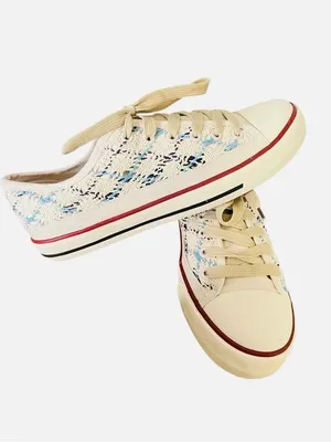Boho Crochet Lace Mesh Low Top Sneakers - Multicolor Woven Summer Trainers Sz 7. thumbnail 7