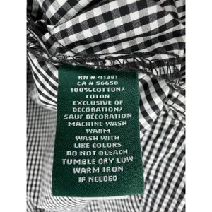 Lauren Ralph Lauren Blouse Gingham Black White Embroidered Bell Sleeve Top M/L thumbnail 9