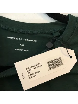 Universal Standard Ashley Cap Sleeve Tee Shirt Forest Green 4XS US 00-0 thumbnail 3