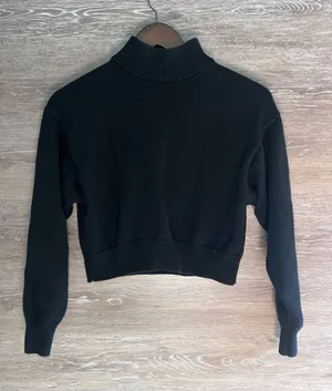 WILFRED FREE Artizia Black Cropped Turtleneck 100% wool sweater Women Size XL thumbnail 1