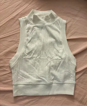 Forever 21 white mock neck sleeveless crop top thumbnail 1