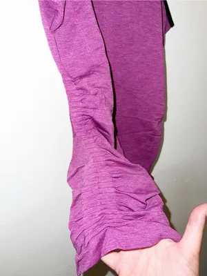 Lululemon Women’s In The Flow Purple Low Open Back Tank Top w/ Black Trim and Ruched Sides thumbnail 4