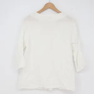 Tempo Paris Linen Top Womens M White Button V-Neck 3/4 Sleeve Excellent thumbnail 4