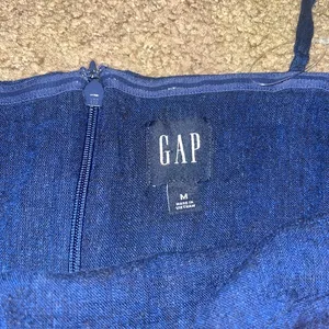 GAP Sleeveless‎ Square Neck Linen Blend Mini Dress Dark Indigo Navy Blue Medium thumbnail 6