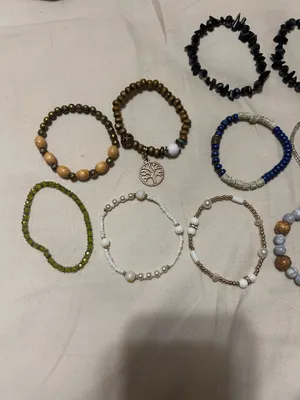 10 Piece Boho Stretch Bracelet Lot | Beaded Costume Jewelry Bundle | Handmade Style thumbnail 3