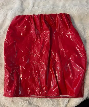 Red Latex Mini Skirt thumbnail 1
