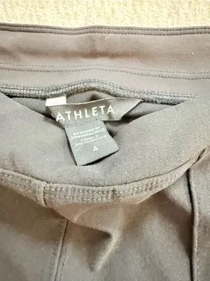 Athleta Black Pull On Straight Leg Pants Size 4 Pintuck Side Stripe Stretch thumbnail 3