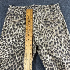 J.McLaughlin Womens Leopard Print Skinny Pants Brown Tan Animal Ankle Zip Size 6 thumbnail 4