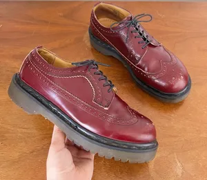 Dr Martens • vintage 3989 wingtip oxford brogues MIE cherry red leather platform thumbnail 1