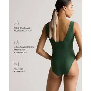 QUINCE Italian Plunge One Piece Swimsuit MINIMALIST NWT Palm Green Size Medium M thumbnail 2