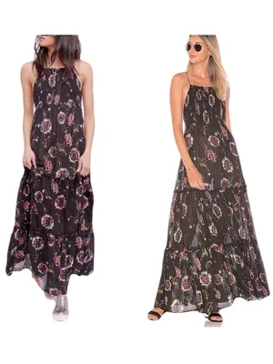 Intimately Free People Black Floral ‘Garden Party’ Smocked Maxi Dress, Size M thumbnail 6