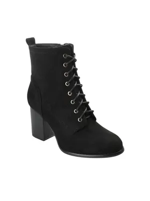 Journee Collection Lace-Up Zip Block Heel Faux Suede Bootie Boots Black 8.5M thumbnail 10